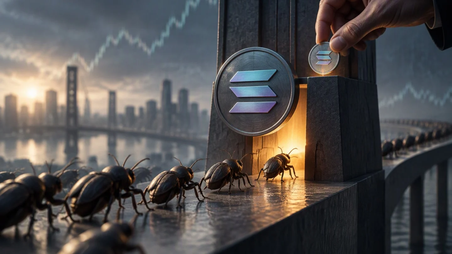 Editorial illustration of a stack of bug reports at a validator's gate, each one requiring a small token to be burned before it passes